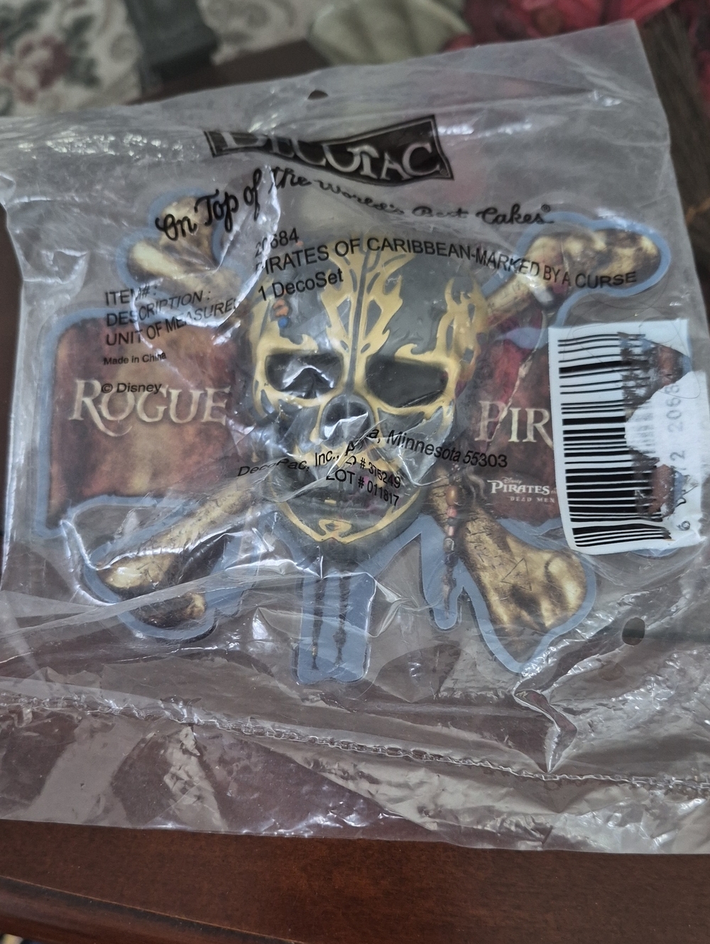 Disney Gold and Black Skull & Crossbones Cake Topper